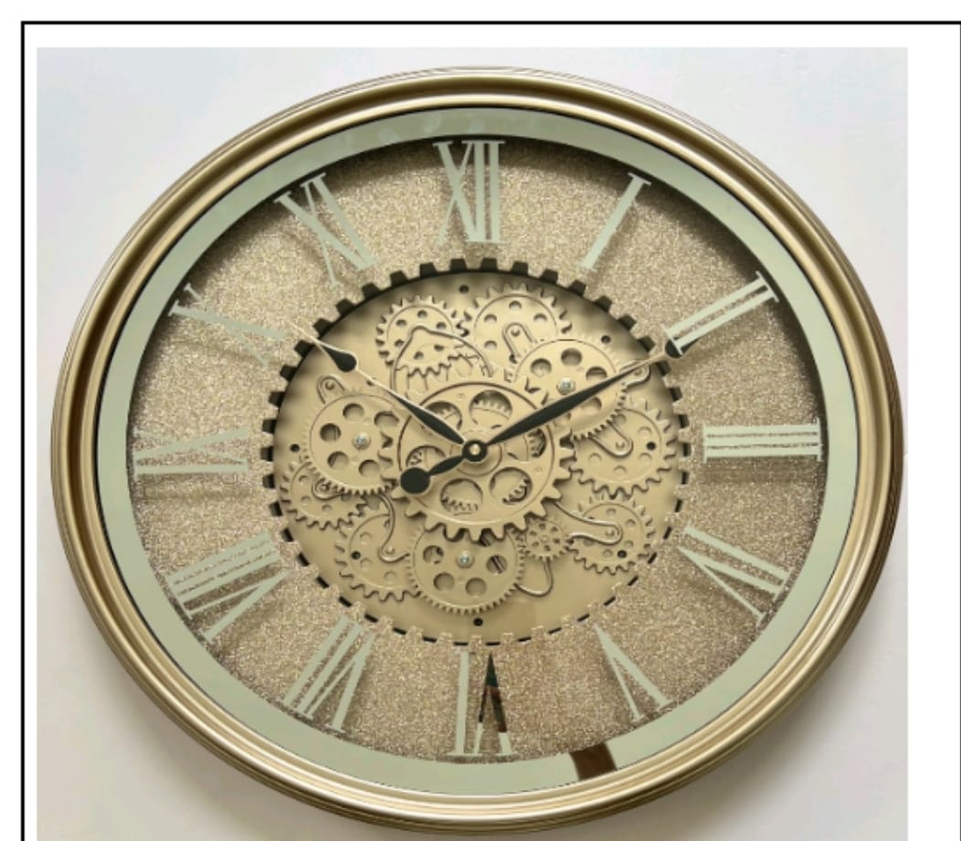 Luxurious Vintage wall clock with rotating gears
