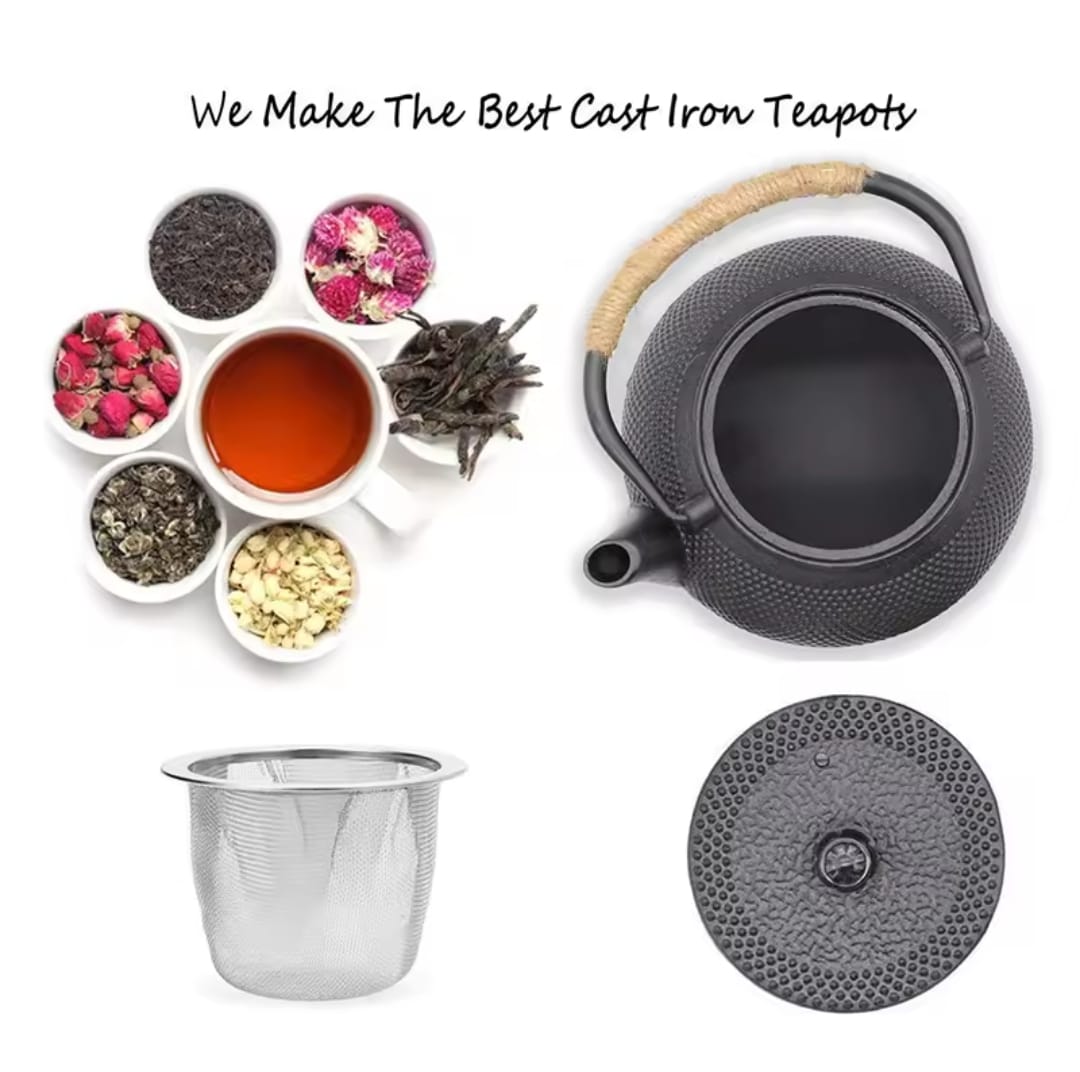 cast iron tea pot with infuser