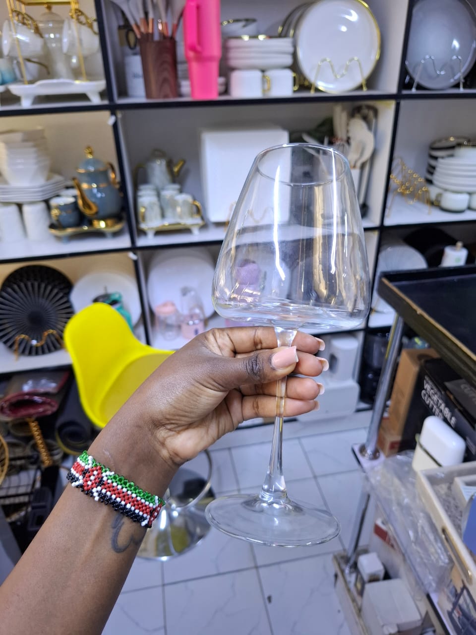 Burgundy tulip shaped wine glass