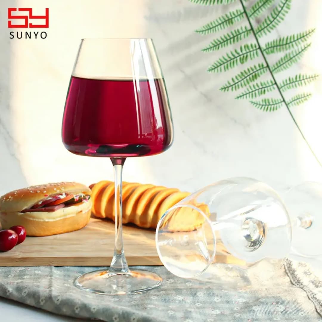 Burgundy tulip shaped wine glass