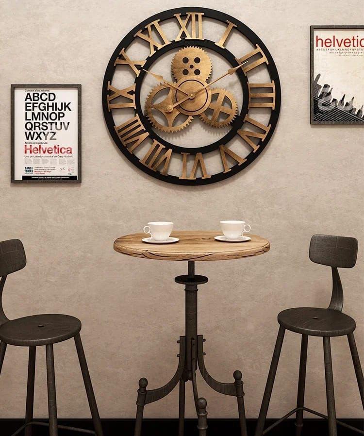 3D Roman Vintage Gear Pocket wall clock