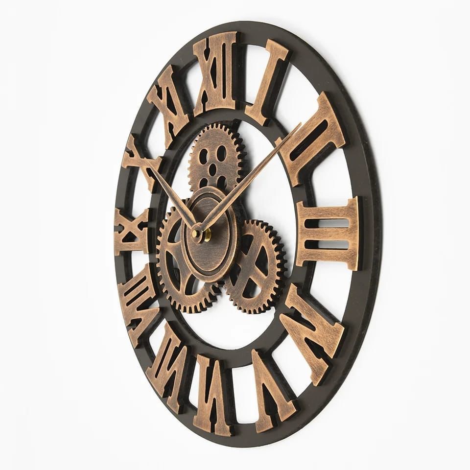 3D Roman Vintage Gear Pocket wall clock