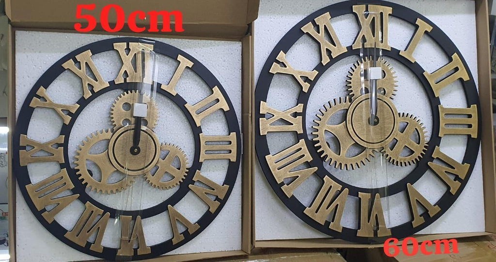 3D Roman Vintage Gear Pocket wall clock