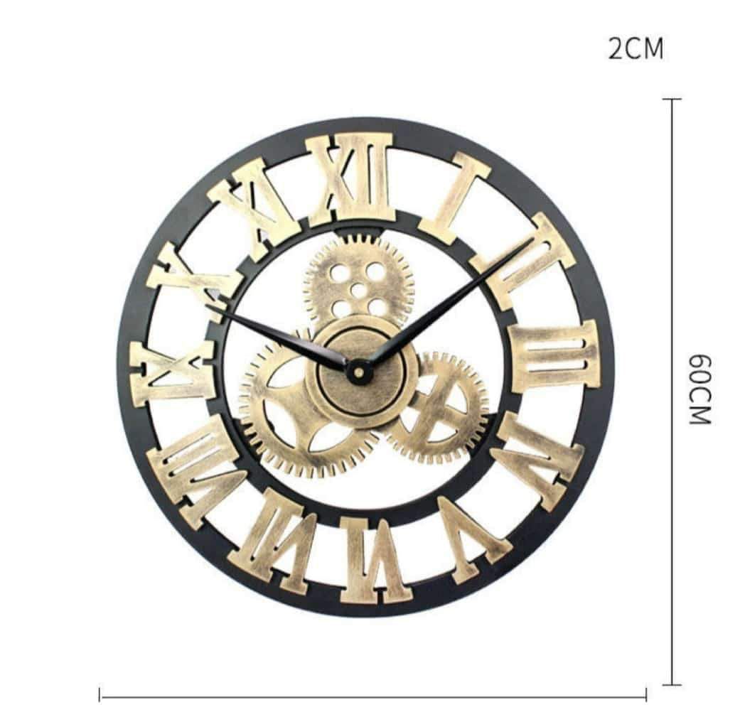 3D Roman Vintage Gear Pocket wall clock