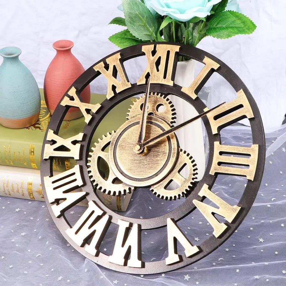 3D Roman Vintage Gear Pocket wall clock