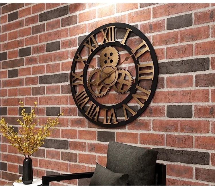 3D Roman Vintage Gear Pocket wall clock