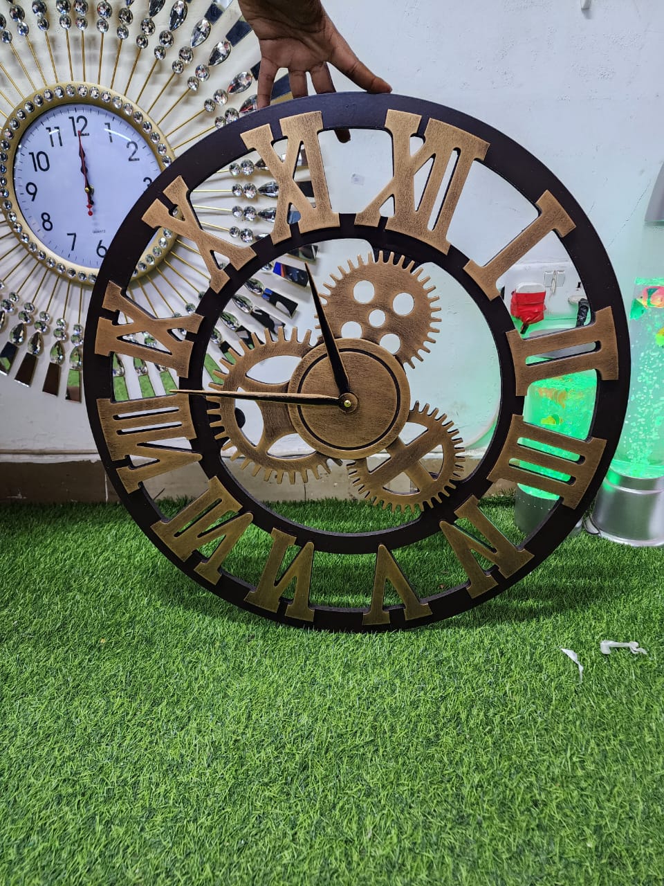 3D Roman Vintage Gear Pocket wall clock