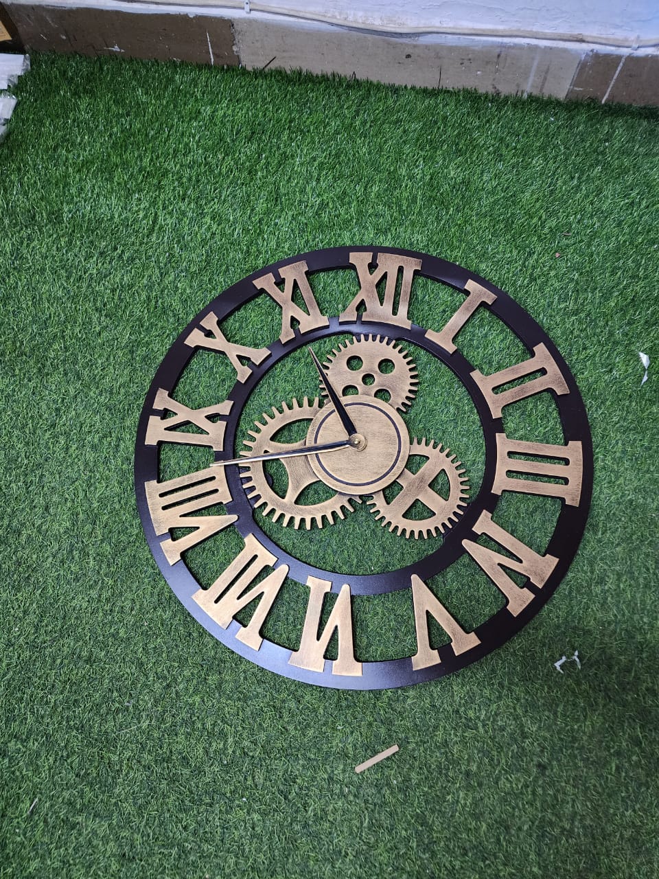 3D Roman Vintage Gear Pocket wall clock