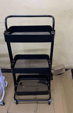 3 Tier Full Metallic Multi-functional movable trolley storage rack with lockable wheels
