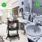 3 Tier Full Metallic Multi-functional movable trolley storage rack with lockable wheels