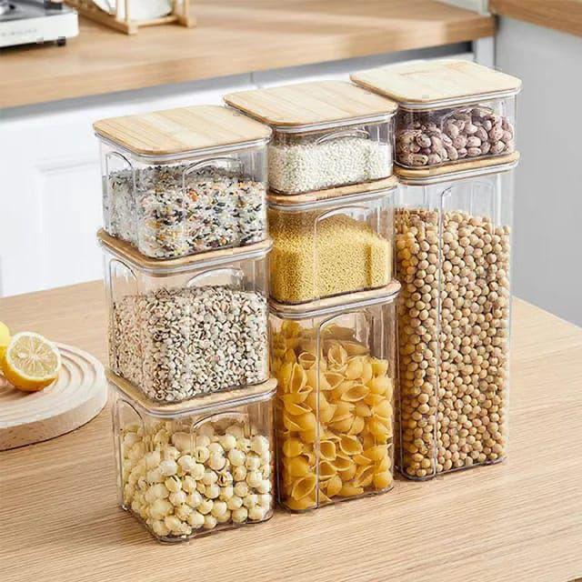 8pcs Airtight Transparent Acrylic Cereal Food/Pantry Storage Containers