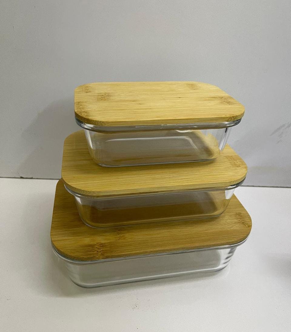3in1 snack storage box set wooden top lid
