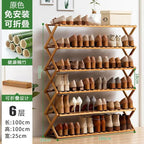 6-Tier Brown Foldable Bamboo Shoe Rack