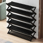 6-Tier Brown Foldable Bamboo Shoe Rack