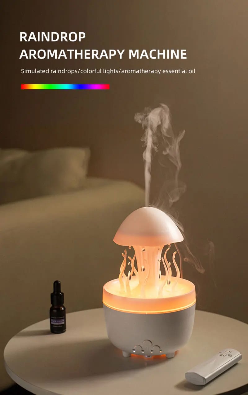 Raindrop Aromatherapy Cute Jellyfish rotating Air humidifier