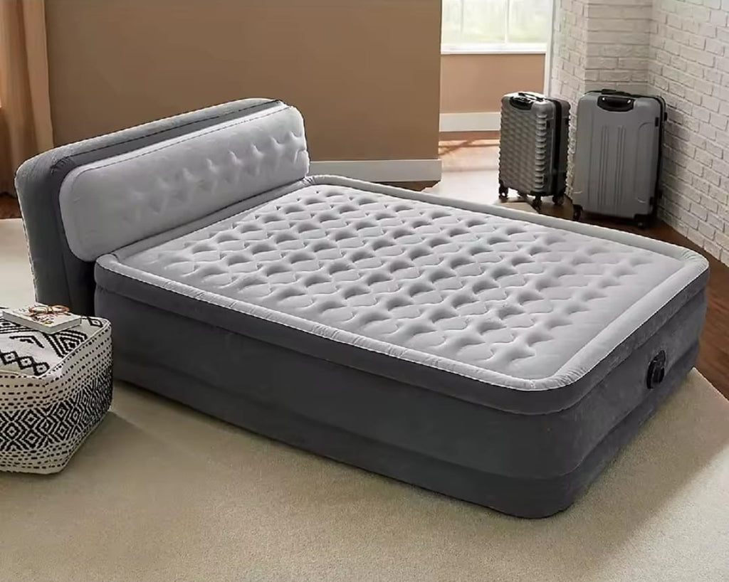 INTEX DURA BEAM AIRBED WITH INBUILT ELECTRIC PUMP AND PLUSH SUPPORTIVE HEADBOARD