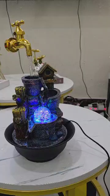 Multifunction indoor water fountain with LED lights